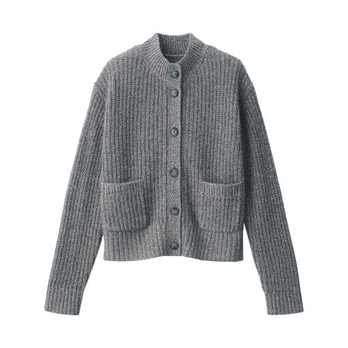 無印良品 婦人 ヤク混モックネックカーディガン レディース BA1PPA4A 婦人S グレー / ダークモカブラウン 婦人M 婦人XL｜goods street 8,814円