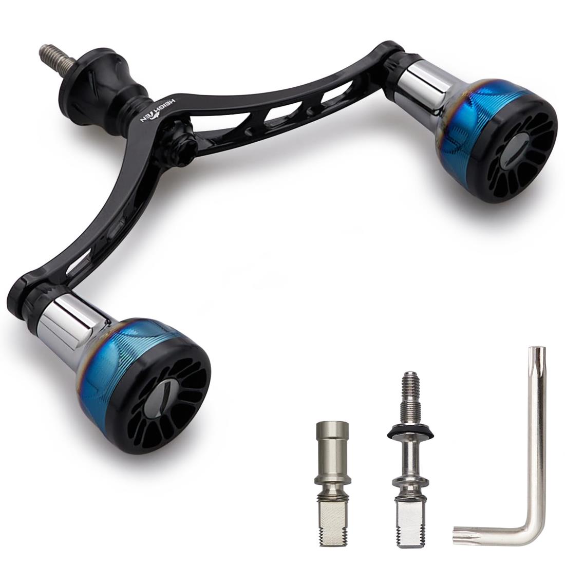 HEIGHTEN 98/110mm リール ハンドル シマノ(Shimano) ダイワ(DAIWA) 通用 スピニングリール用 Arch Engine Series (110mm - ブラック) (919)