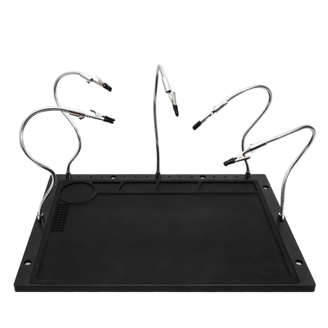 Kaisi ハンダゴテ台 はんだ付け補助具はんだマット付き 5本のフレキシブルアームと耐熱シリコン製のはんだマットベースを備えたはんだ付けツールキット はんだ付け 組み立て 修理 モデリング 趣味 手工芸 ジュエリー制作に使用できます