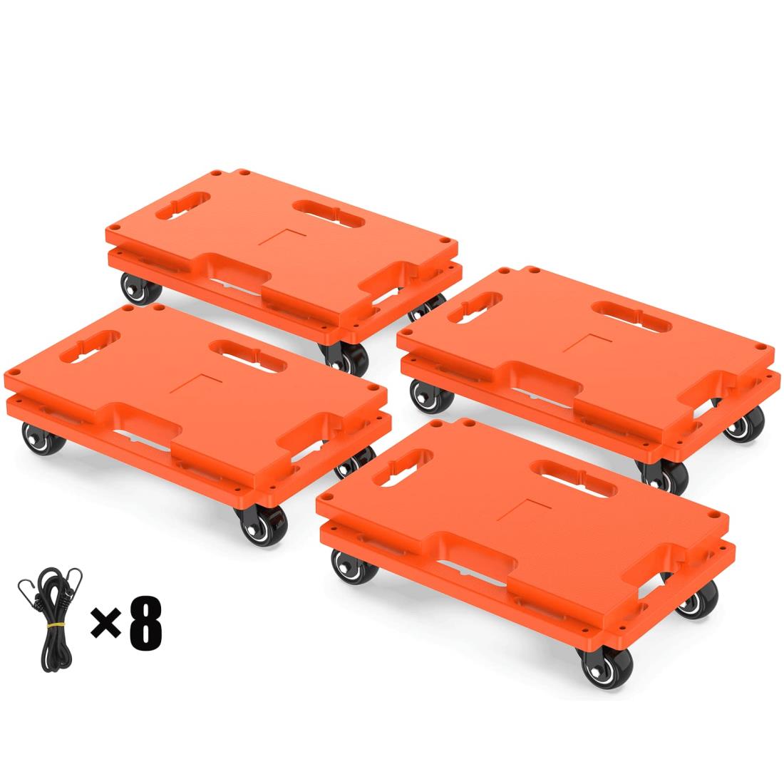 SOLEJAZZ 繋ぎ合わせる平手押し車 手押し車 耐荷重 200kg 27×40糎 縦横繋ぎ合わせる能力のある キャスター付き添い人 上滑り打ちきり 軽さ静音 身寄り用 お役目用 くっ付ける荷縄付き添い人 4個仕掛ける オレンジ色