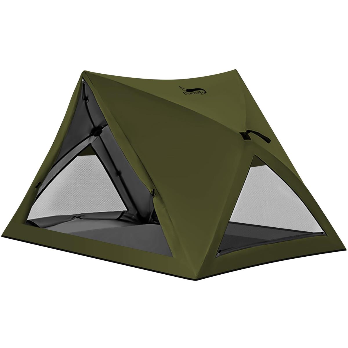 DesertFox テント ワンタッチ 1-2人用 3秒で組み立て・収納 4000mm耐水圧 テント キャンプテント コンパクト軽量 撥水加工素材 自立式 二重層構造 4シーズン 簡単設営 初心者向け UVカット 通気防風防雨 収納袋付きSJ (深緑,L)|グッドタイムストア店