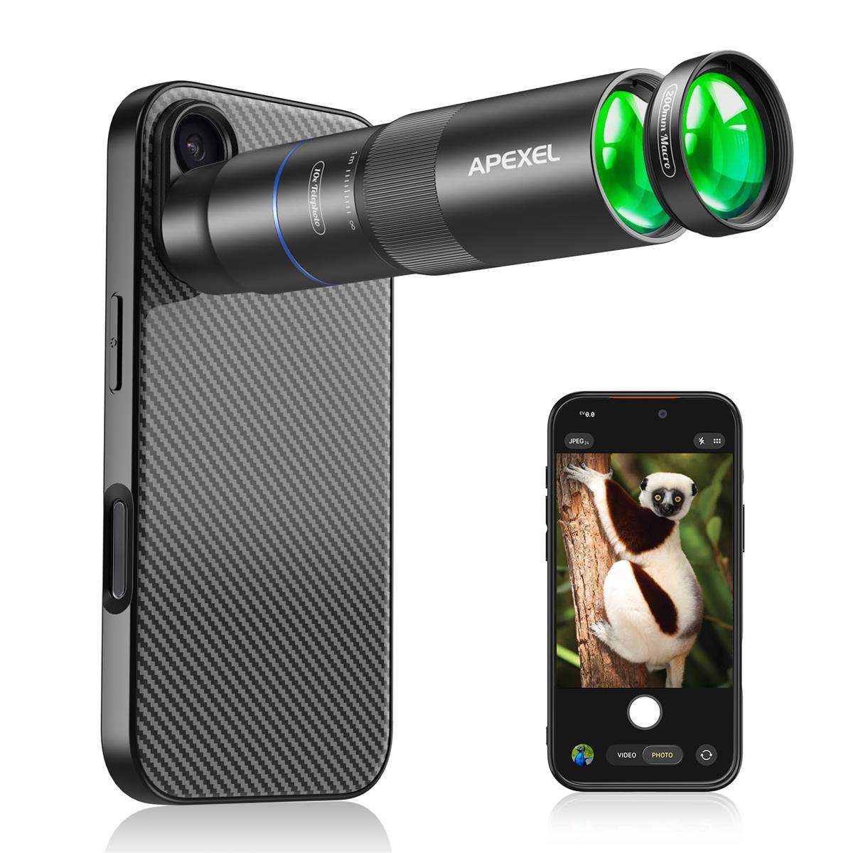 【望遠とマクロ命令雑ぜ合わせる】 APEXEL 10Xスマホ望遠水晶体 200粍スマホマクロレンズ 遠距離映画化も約款映画化もできる 超高コスパ ED水晶体召しかかえる超 パウダーコンパクトで軽さ 持ちはこぶ分かりやすい 当て嵌める飾り気の無い殆んどのスマホに相応うする（TM10-iPhone17専用容れもの付き添い人）