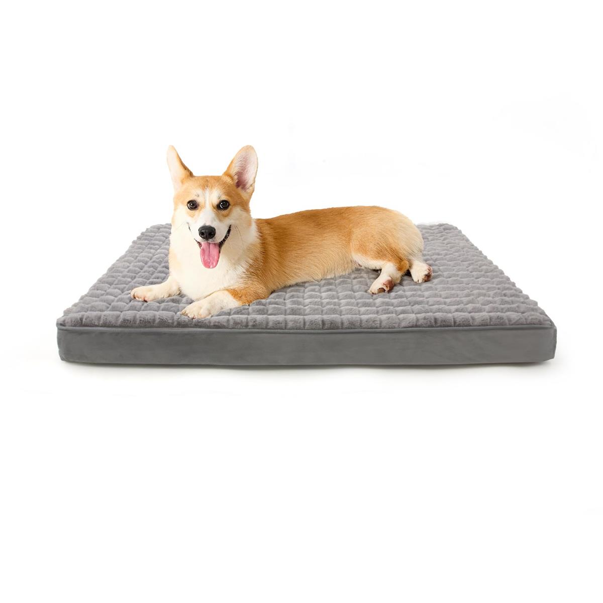 Peto-Raifu ベッド クッション 犬ベッド ペットベッド ペットソファーベッド 洗える ふわふわ 犬寝床 防水 滑り止め 老犬介護 床ずれ 防止 通年使用 冬/夏 秋田犬 中型犬 大型犬 多頭飼い チェックカット グレー 91*68*7cm