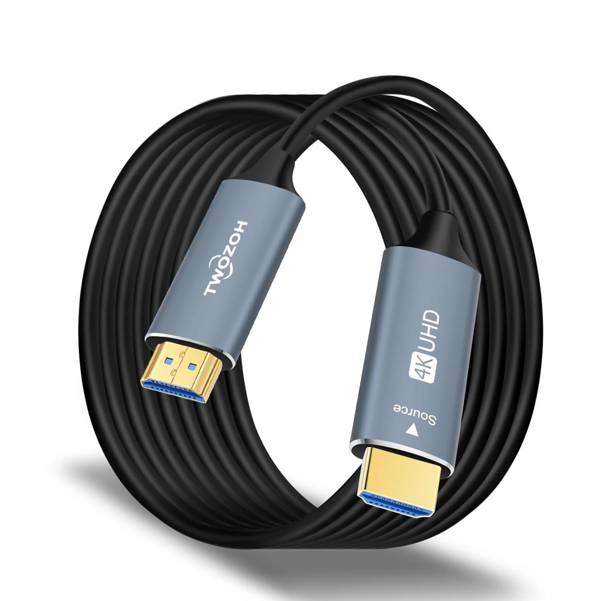 Twozoh グラスファイバーHDMI 有線テレビ 100M 4K 2.0 60サイクル 1080P相応う 18gbps超弾丸道路HDMI 有線テレビ 60P 4K/UHD 4:4:4 HDCP 2.2 ARC (5M-150M)