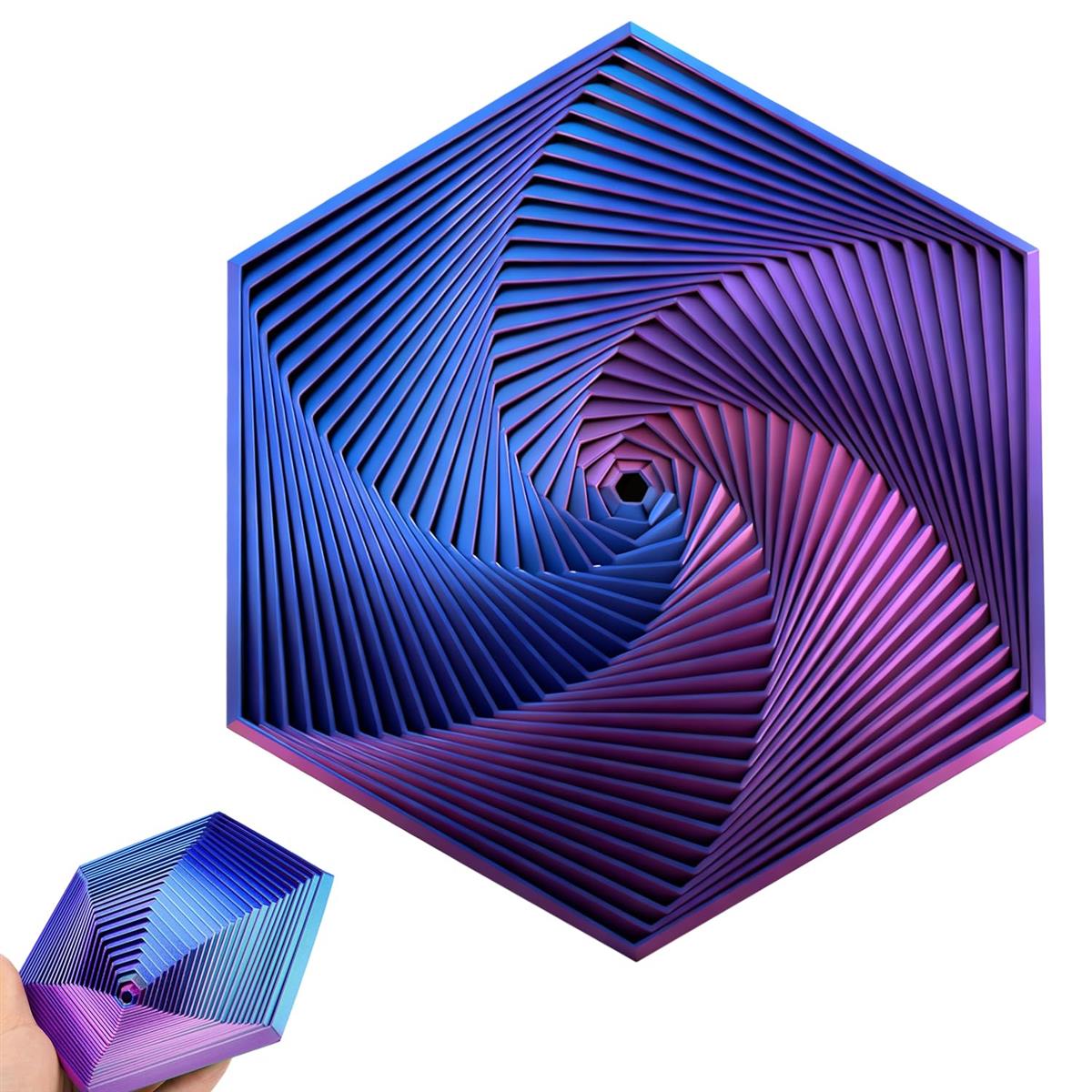 ストレス解消 グッズ フィジェットトイ 3色 大人用ストレス軽減玩具 不安を軽減し 集中力向上 フラクタル六角形 耐久性 人間工学設計 携帯用 不安緩和 (レーザー紫)画像