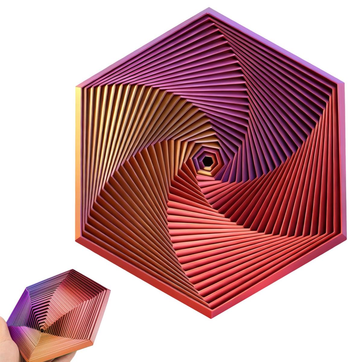 ストレス解消 グッズ フィジェットトイ 3色 大人用ストレス軽減玩具 不安を軽減し 集中力向上 フラクタル六角形 耐久性 人間工学設計 携帯用 不安緩和 (紫金赤)画像