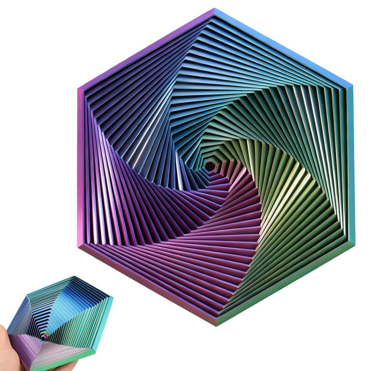 ストレス解消 グッズ フィジェットトイ 3色 大人用ストレス軽減玩具 不安を軽減し 集中力向上 フラクタル六角形 耐久性 人間工学設計 携帯用 不安緩和 (極彩)画像