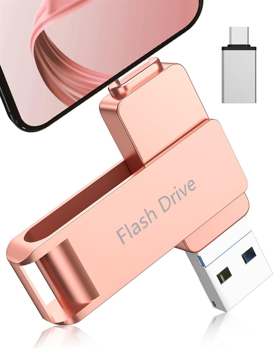 【アプリ不要 】USBメモリ512GB 4in1 Phone用USBメモリー写真データ保存 タイプc usbメモリスマホ データ保存 phone用外付けメモリ 大容量 USBフラッシュメモリphone外付けストレージ 容量不足解消 Phone 17/16/15/14/13/12/SE/Pad Air各種対応 ピンク
