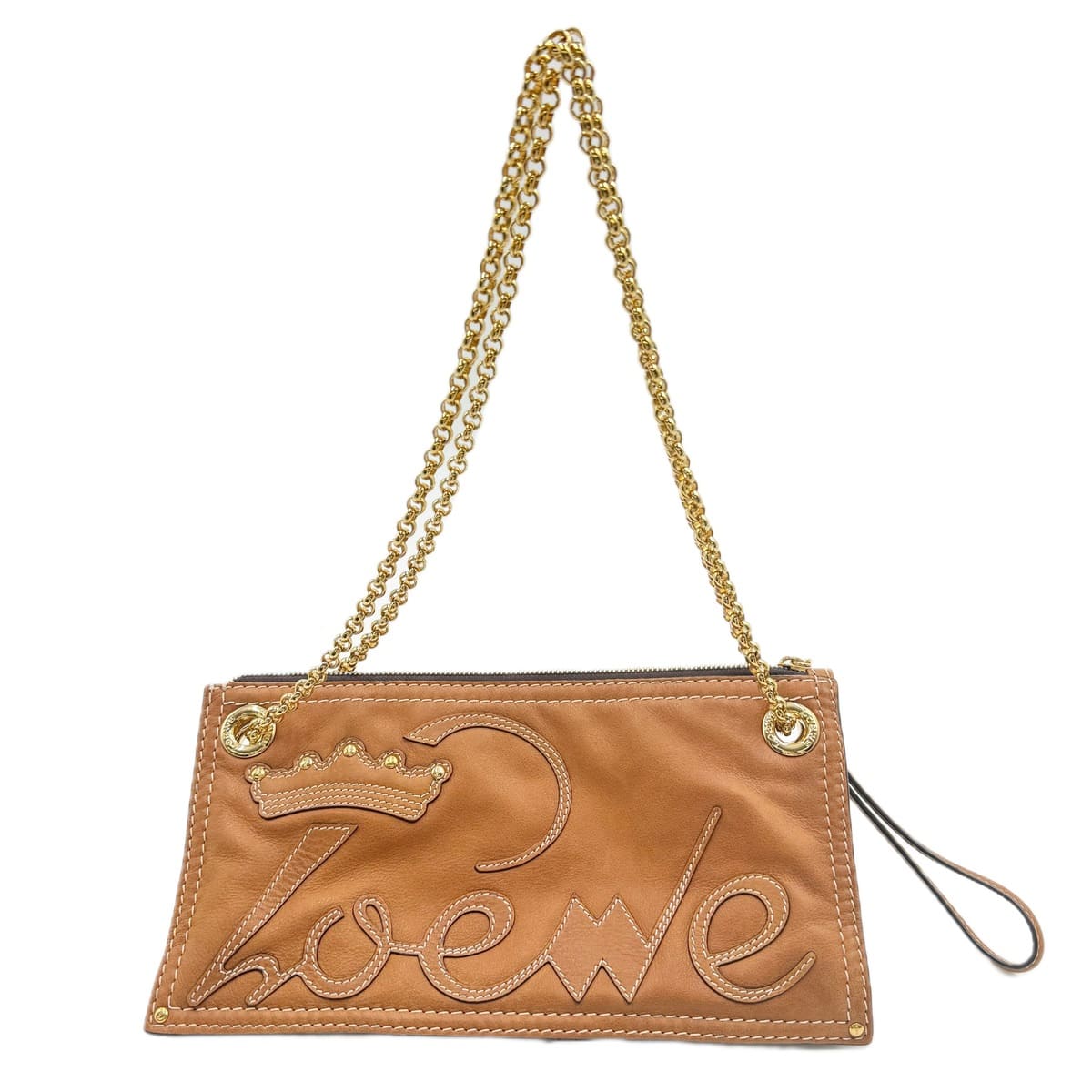 【中古】LOEWE ロエベ チェーンショルダーバッグ ブラウン