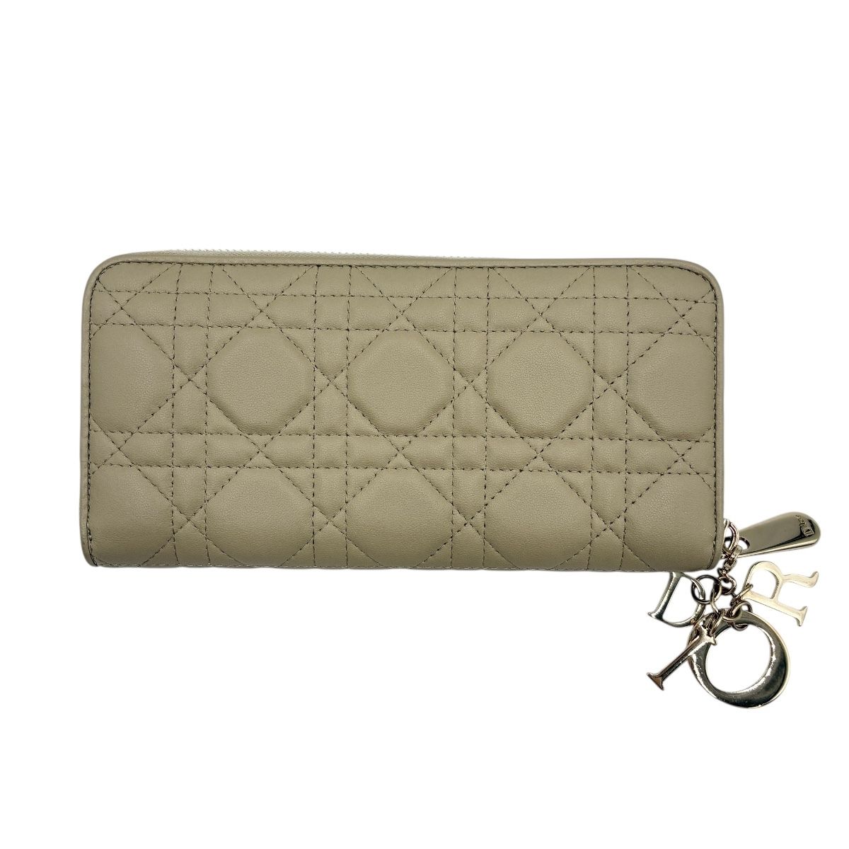 【中古】DIOR クリスチャンディオール カナージュ ウォレット 子ヒツジ人はだ ベージュ S00070NMJ