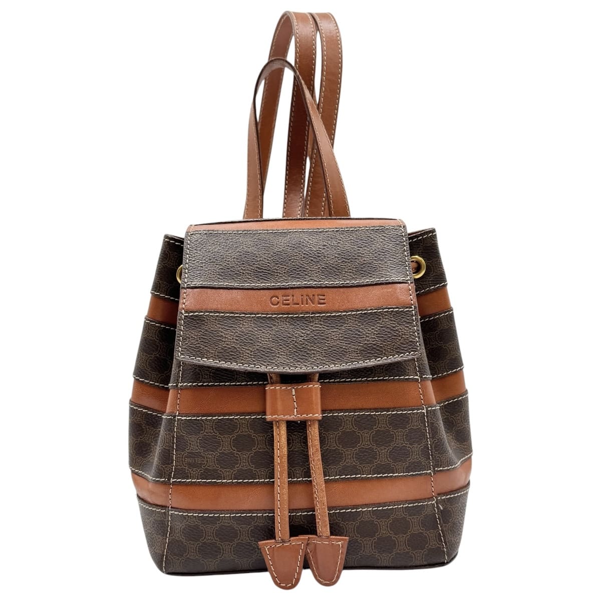 【中古】CELINE セリーヌ マカダム リュックサック ブラウン
