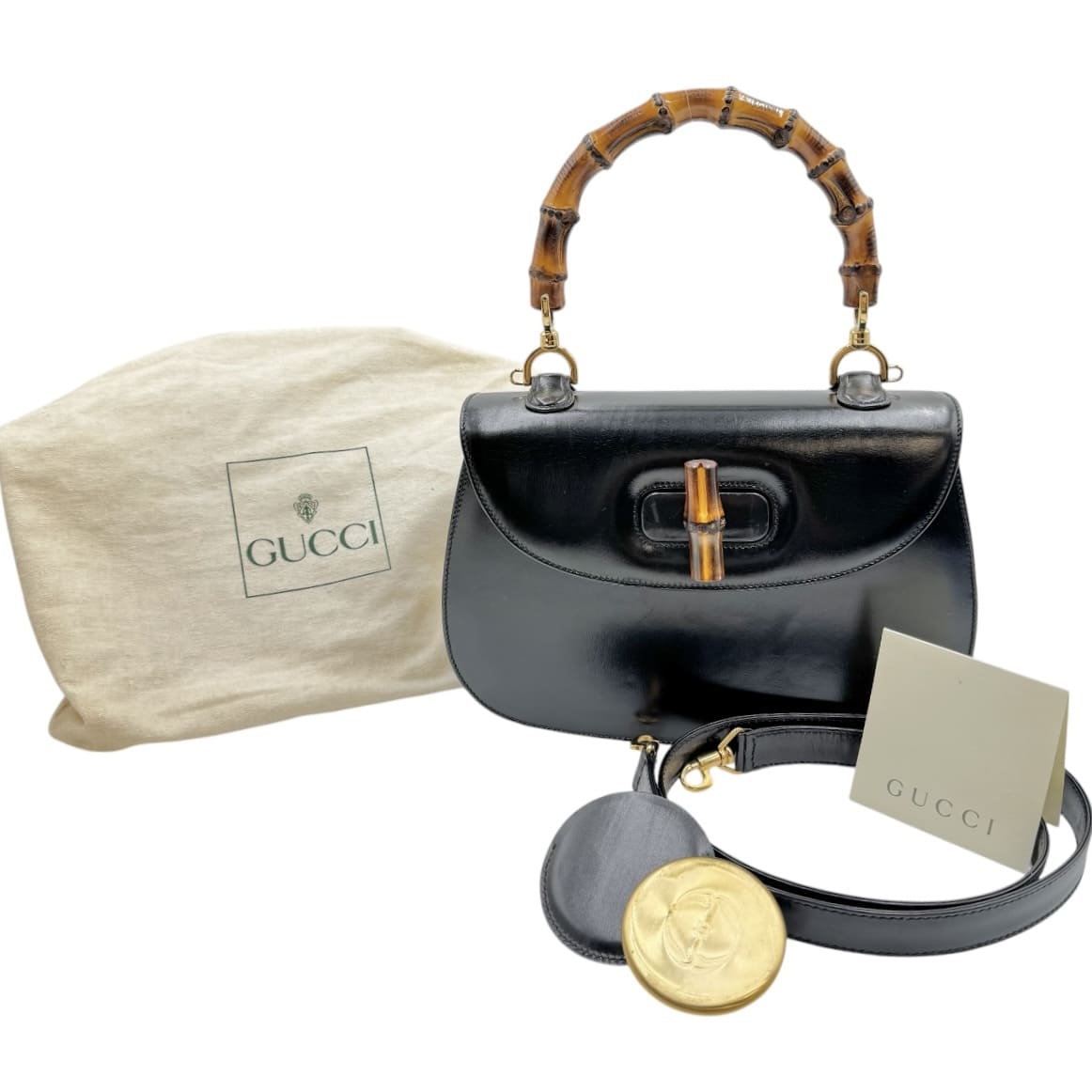 【中古】GUCCI グッチ 2way御徒面子 バンブー 黒いこと 000 1227