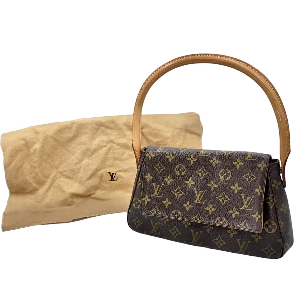 【中古】LOUIS VUITTON ルイヴィトン ミニルーピング ハンドバッグ モノグラム ブラウン M51147