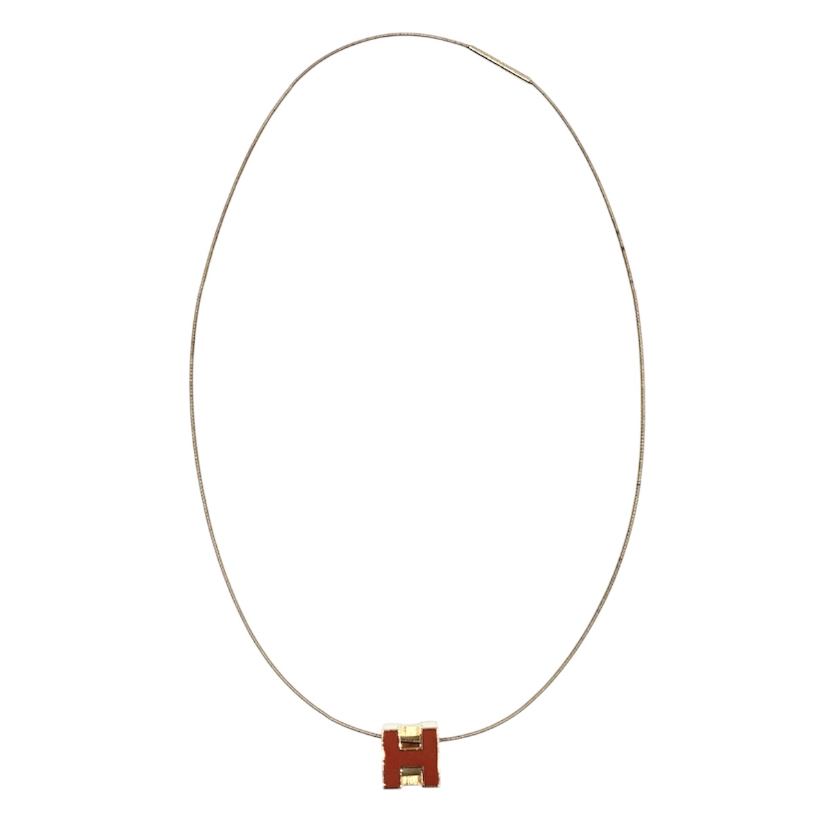 【中古】HERMES エルメス カージュドアッシュ Hキューブ ネックレス レッド｜KIRARIKA
