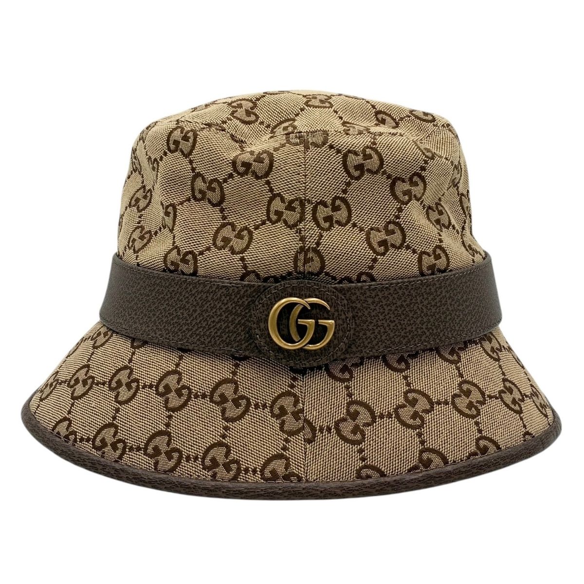 【中古】GUCCI グッチ フェドラハット かぶり笠 GG帆布 赤銅色 576587