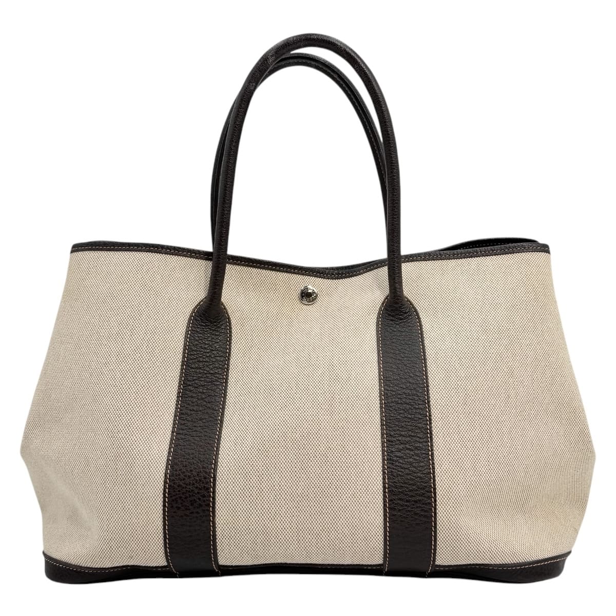 【中古】HERMES エルメス 苑地寄りあいPM ハンドバック トワル ベージュ