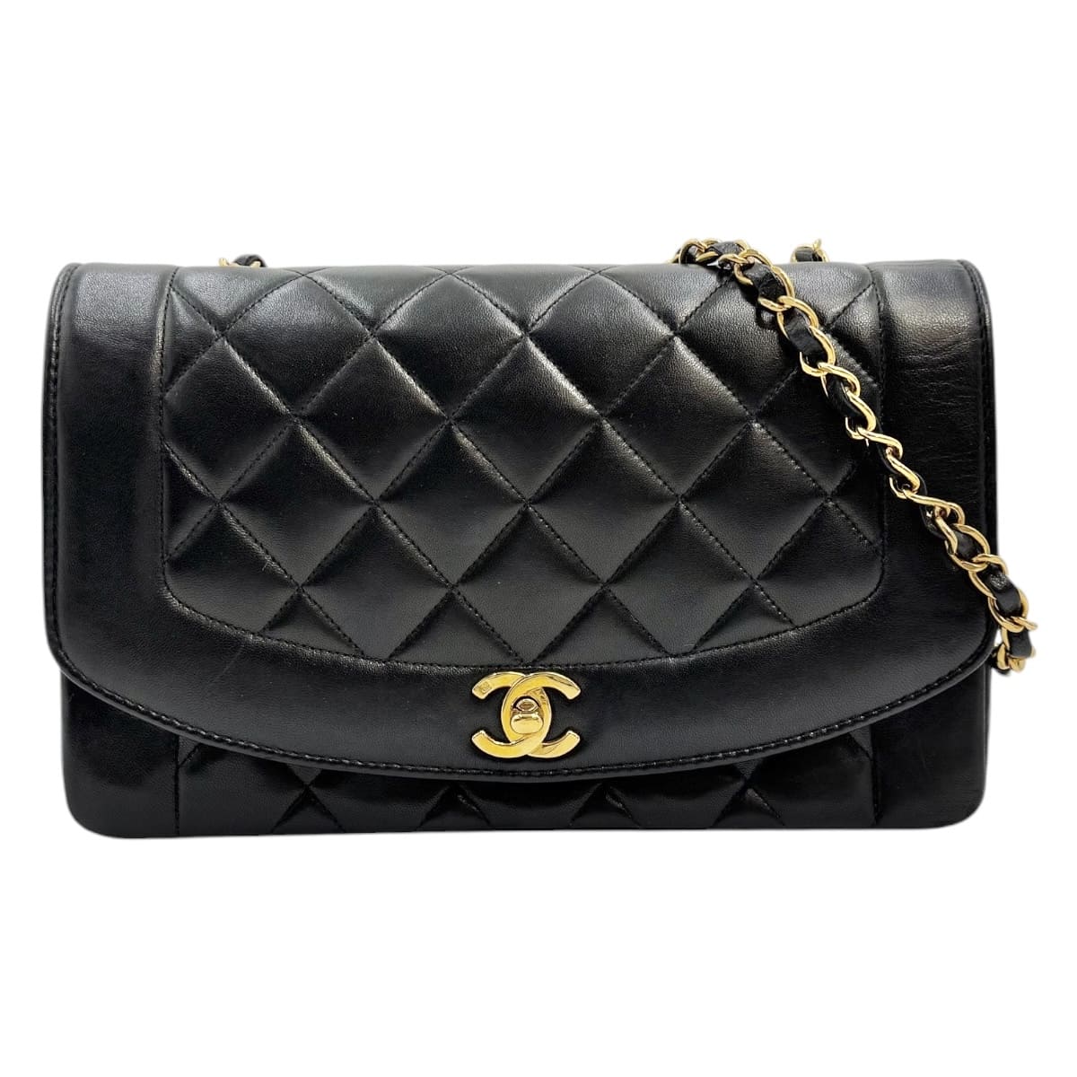 【中古】CHANEL シャネル ダイアナ ショルダーバッグ 子ヒツジひと肌 黒いこと