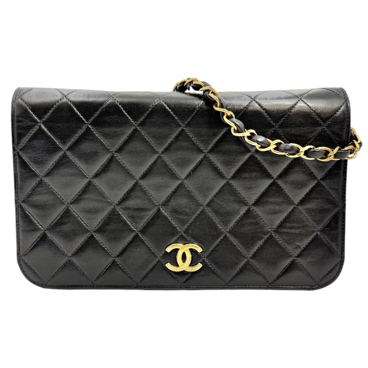 【中古】CHANEL シャネル ショルダーバッグ マトラッセ 子ヒツジひと肌 シングル下げ翼 黒いこと ゴールド金具