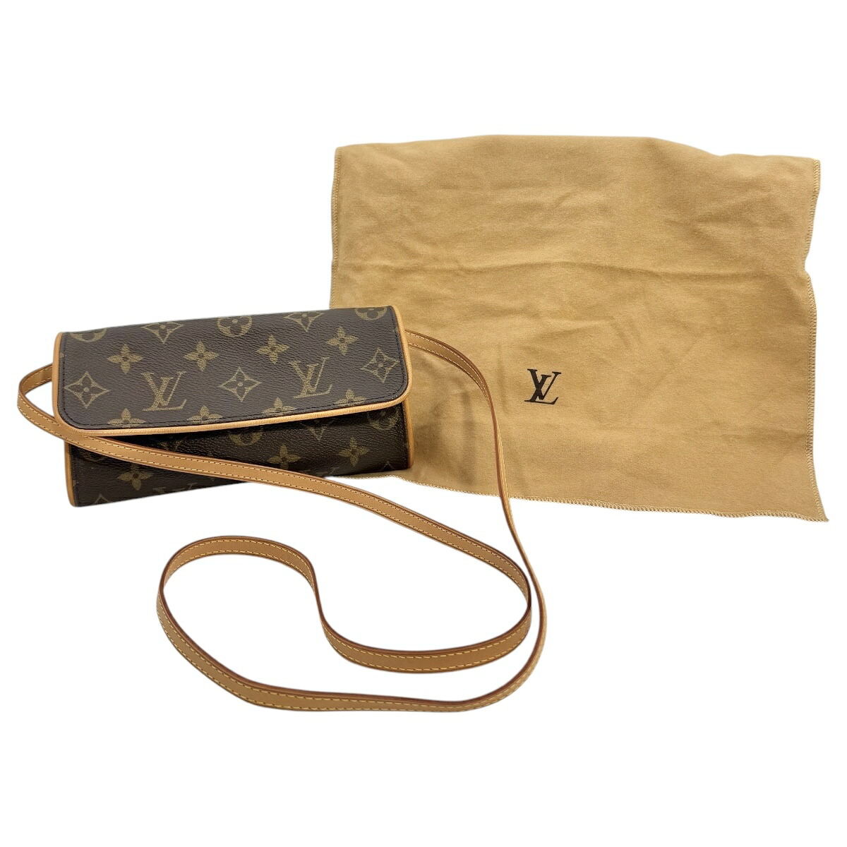 【中古】LOUIS VUITTON ルイヴィトン ポシェットツインPM ショルダーバッグ モノグラム ブラウン M51854｜KIRARIKA
