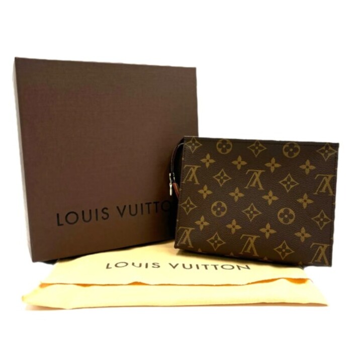 【中古】LOUIS VUITTON ルイヴィトン ポッシュトワレット19 コスメポーチ かざり付ける合切袋 モノグラム 赤銅色 M47544