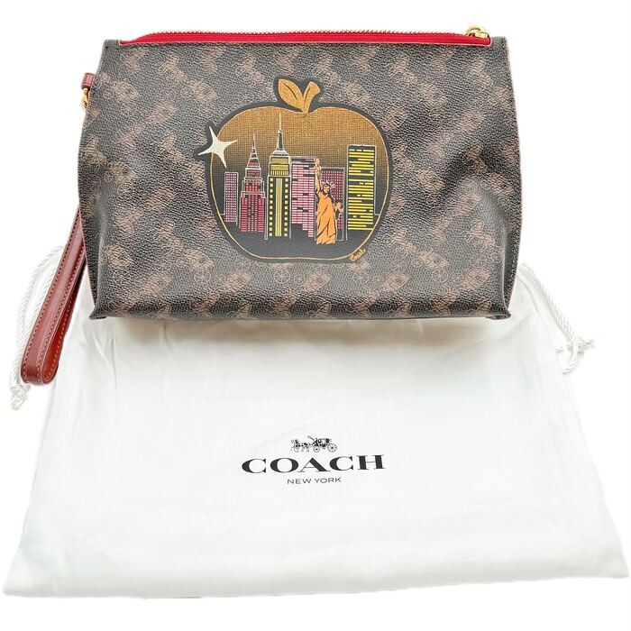 【中古】COACH コーチ ポーチ ブラウン C1103