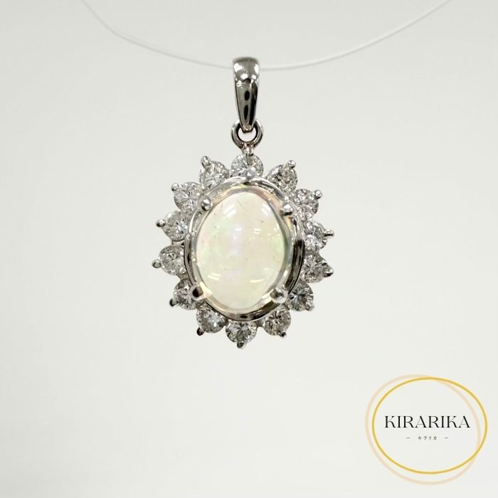 【中古】Pt900 オパール 1.32ct ダイヤモンド 0.66ct トップ｜KIRARIKA