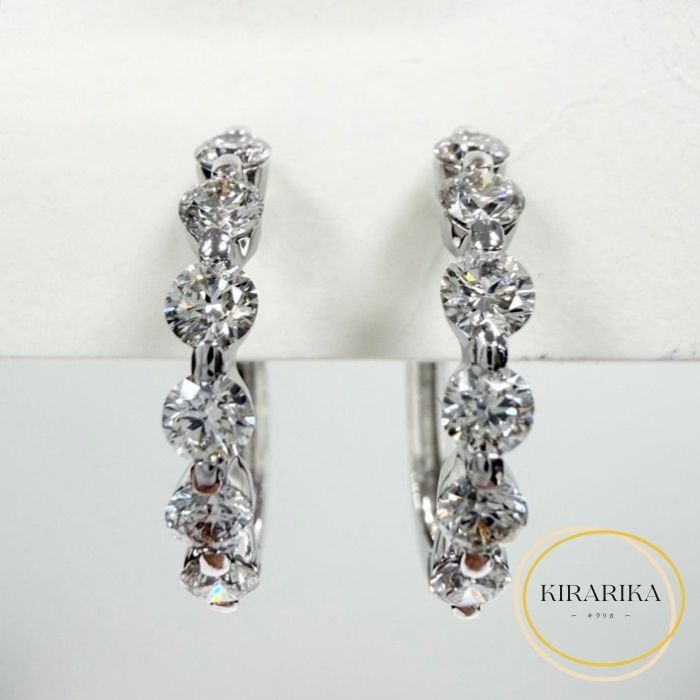 【中古】Pt900 ダイヤモンド0.50ct×2 ピアス