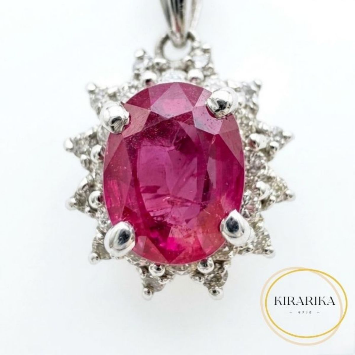 Pt900 ルビー1.63ct ダイヤモンド0.33ct トップ｜KIRARIKA