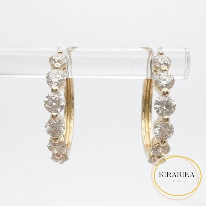 K18 ダイヤモンド0.50ct ×2 フープピアス|KIRARIKA