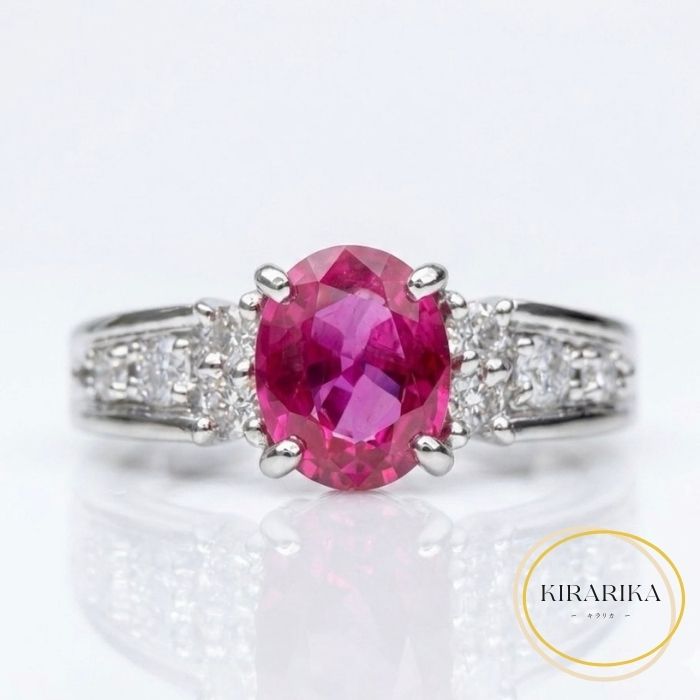 Pt900 ビルマ産 ピジョンブラット ルビー 0.63ct ダイヤモンド 0.18ct リング|KIRARIKA