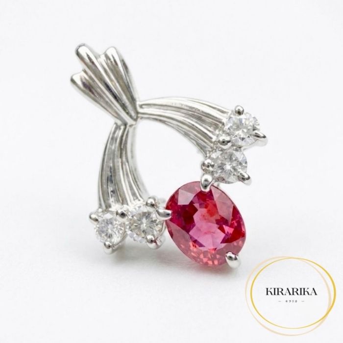 Pt900 ファンシーカラーサファイア0.540ct ダイヤモンド0.19ct トップ｜KIRARIKA