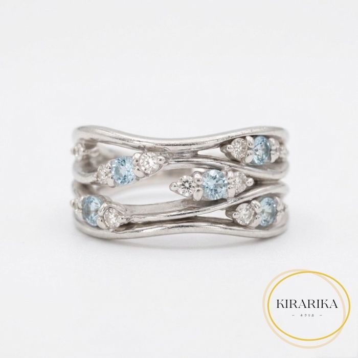 【中古】K18WG ダイヤモンド0.25ct トリートダイヤモンド0.25ct リング