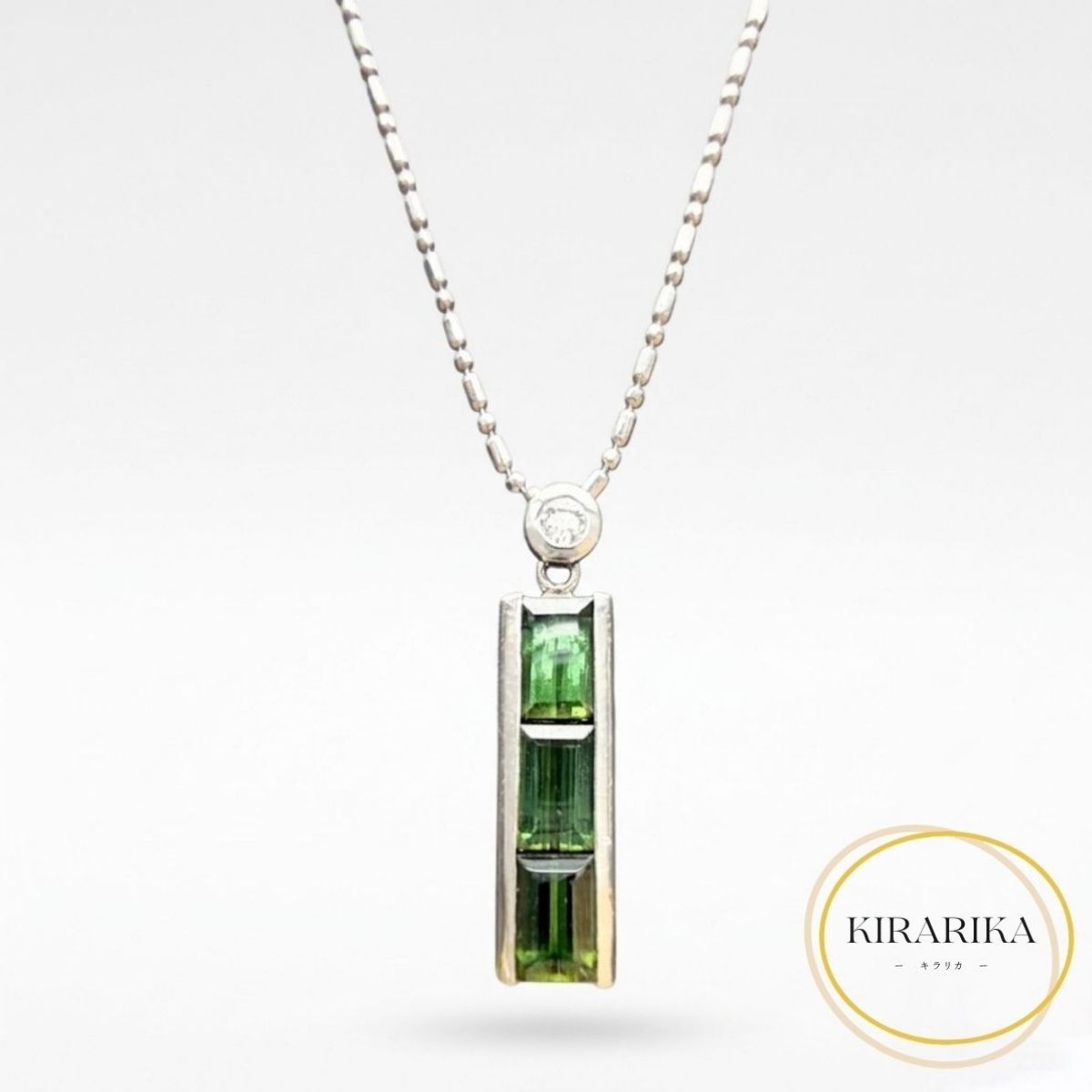 Pt900 Pt850 トルマリン2.11ct ダイヤモンド0.07ct ネックレス