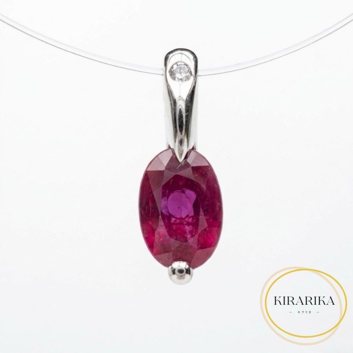 Pt900 ルビー0.57ct ダイヤモンド0.01ct トップ