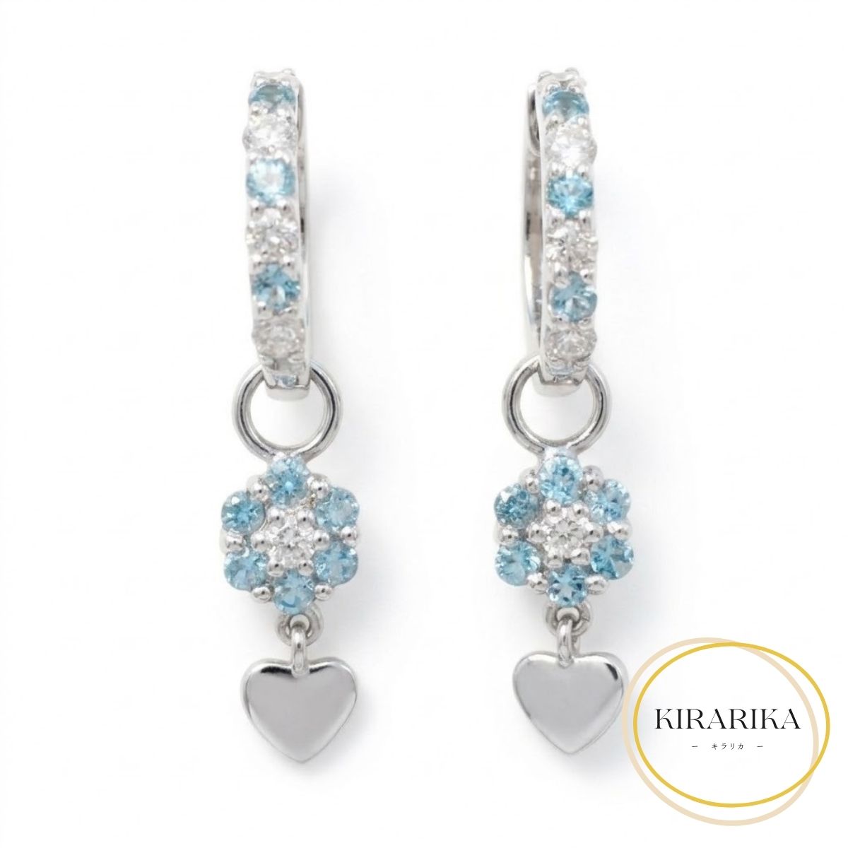 K18 750 ブルートパーズ0.40ct ダイヤモンド0.30ct 2Wayピアス|KIRARIKA