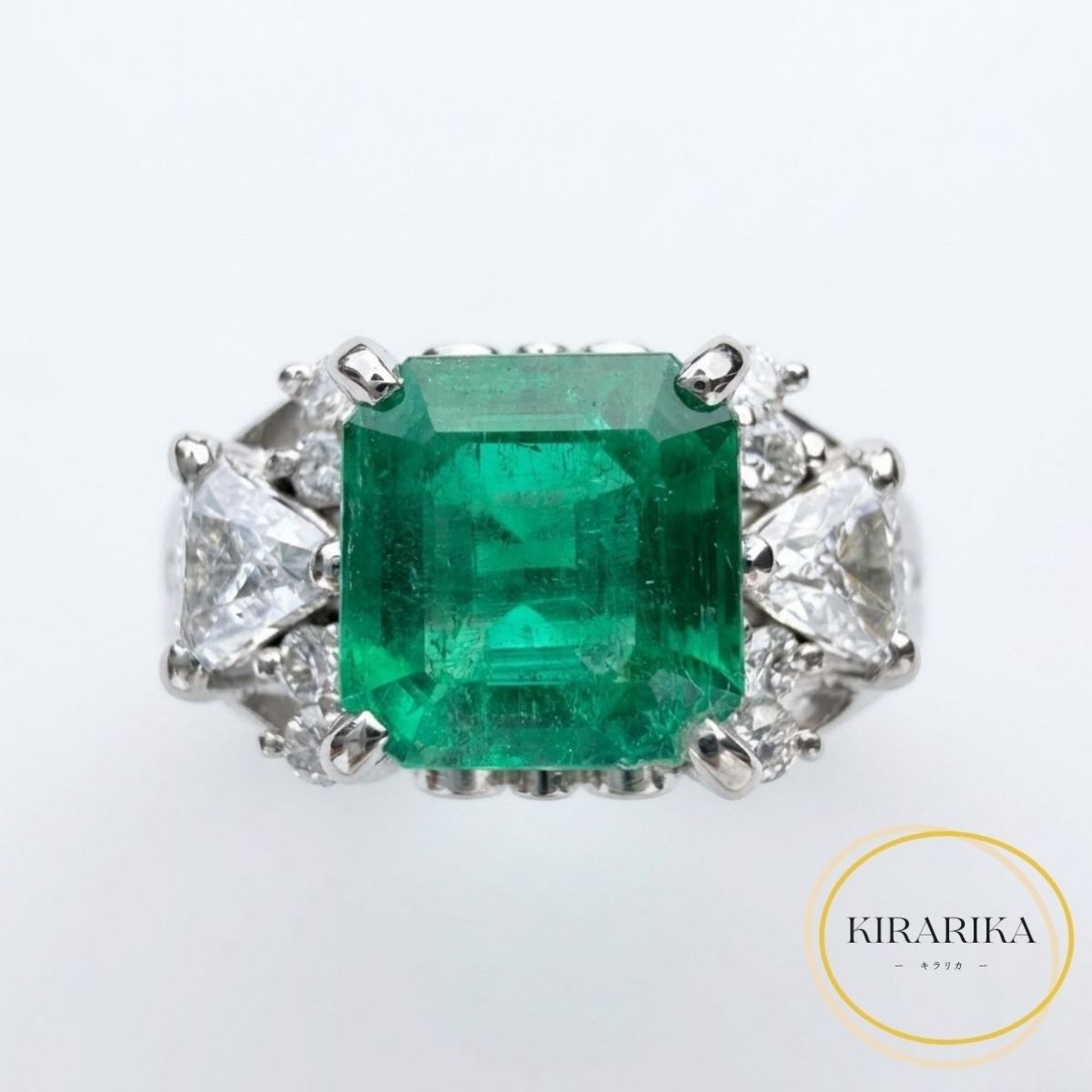 Pt900 コロンビア産エメラルド1.77ct ダイヤモンド0.554ct リング