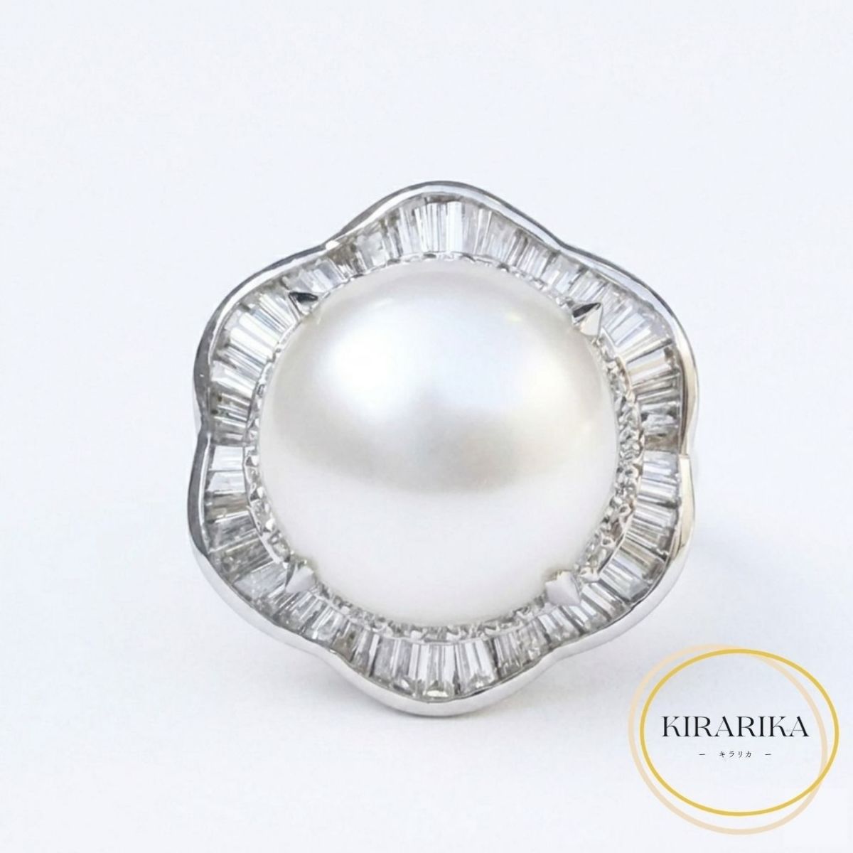 Pt900 パール13.19mm×13.27mm ダイヤモンド1.10ct リング 163,000円