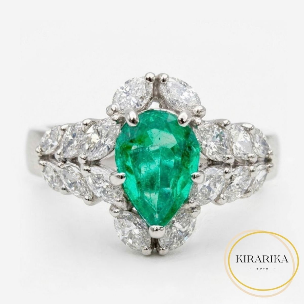Pt900 エメラルド1.00ct ダイヤモンド1.13ct リング エメラルドリング エメラルドの指輪 プラチナリング プラチナの指輪 プラチナ指輪 天然ダイヤモンド 5月誕生石 エメラルドジュエリー pt900リング プラチナ900指輪 宝石指輪 中古 1カラット|KIRARIKA