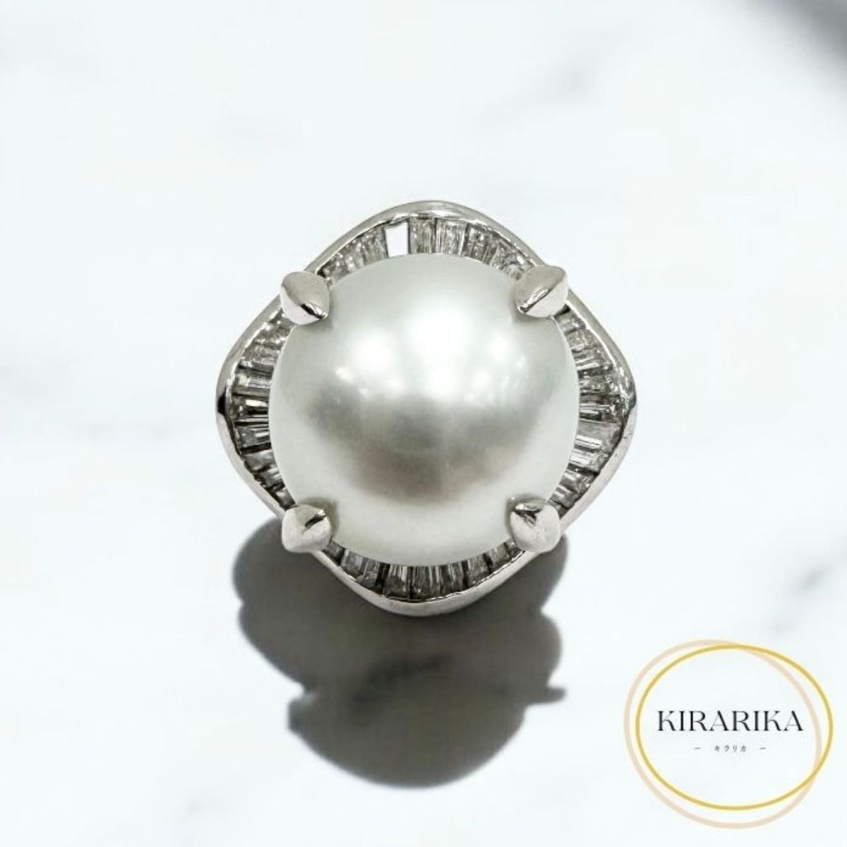 Pt900 パール12.3?×12.3? ダイヤモンド1.00ct リング