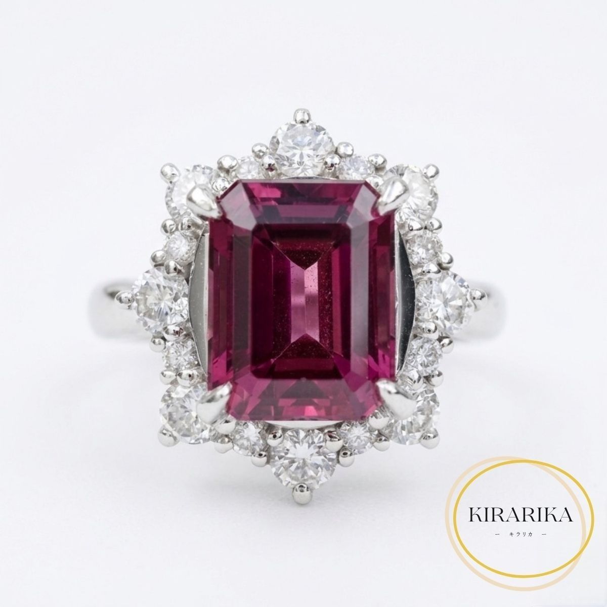 Pt900 ロードライトガーネット3.03ct ダイヤモンド0.71ct リング