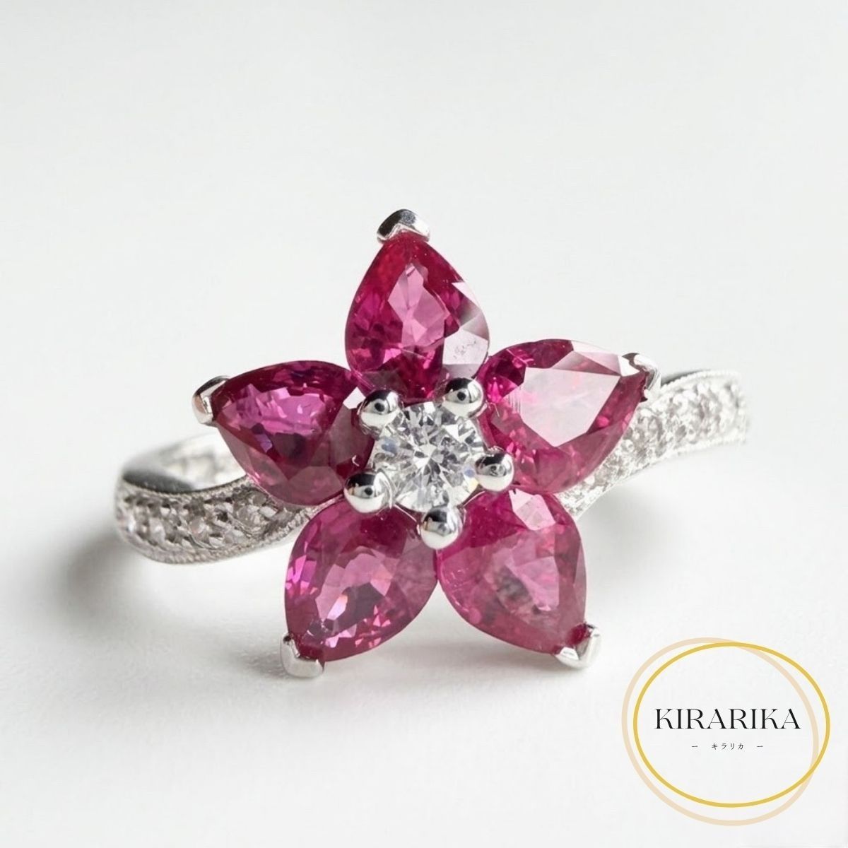 K18 ビルマ産 ルビー 1.44ct ダイヤモンド 0.12ct リング｜KIRARIKA