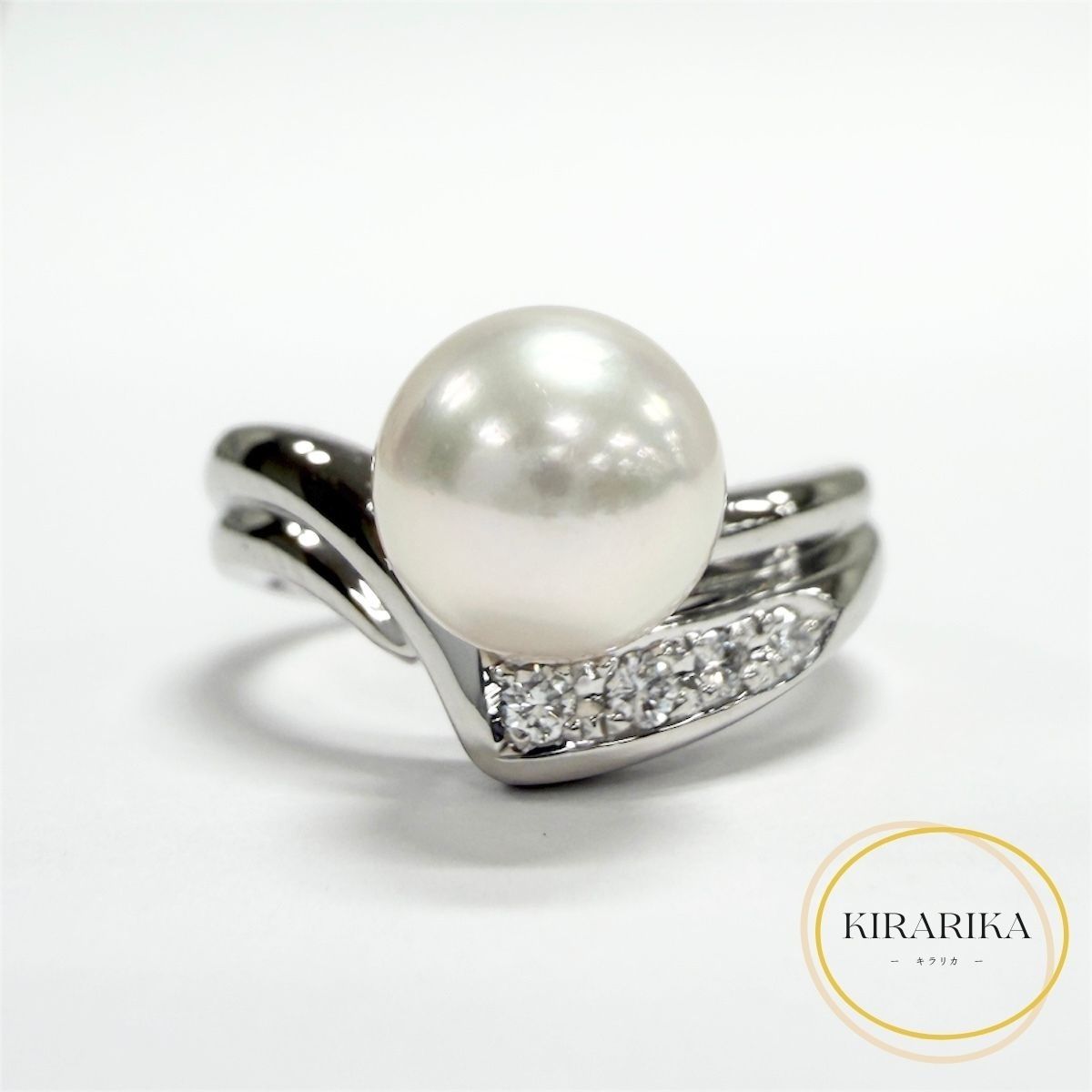 Pt900 ポーラ アコヤ8.0mm ダイヤモンド0.06ct リング｜KIRARIKA