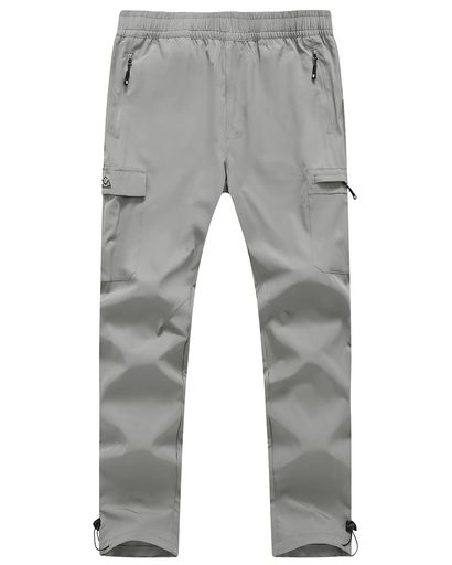 [YSENTO]アウトドアパンツメンズ登山ウェアトレッキングパンツ伸縮撥水パンツランニングロングパンツ裾ストッパーポケット5つゴルフサイクリングパンツ薄手ズボン02グレーM
