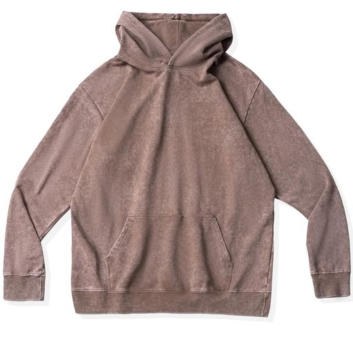 [CHANGEWELL]14.0オンスメンズ2024AW秋服ヴィンテージ風ファッション【ウォッシュ加工】長袖スウェット無地パーカー(BrownM)