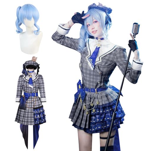 [神併良品] 星街すいせい コスプレ ウィッグ付き VTUBER コスプレ衣装 大人用 仮装 文化祭 イベント LIVE2D コスチューム ステージ服 (星街すいせい ウィッグ付き, S)｜グットバリューオンラインストア