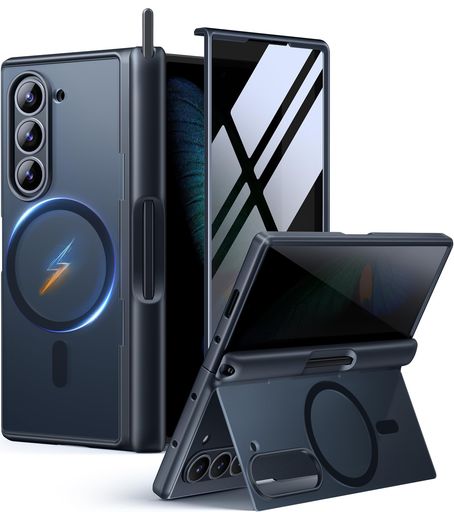 MOBOSI for Samsung Galaxy Z Fold 6 入れもの Sペンスロット付き添い人 [Magsafe相応う], 蹴りつける照明ランプ内蔵 \u0026 プライバシースクリーンプロテクター \u0026 蝶つがい保護すること, Z Fold6用覗き見押しとどめる手ごわい入れもの、黒いこと