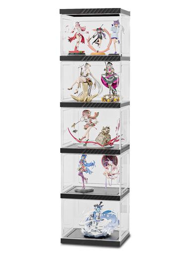 GVEELコレクションケースフィギュアケース5段大型幅40.5x奥行33x高さ155cmマグネット式扉横長タイプディスプレイキャビネットクリア透明ショーケースフィギュア収納組立簡単汚れ防止ブラ…
