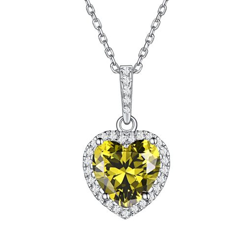 [ChicSilver]ネックレスレディースハートシルバー925ジルコニア誕生石8月ペリドットクリスマスアクセサリー