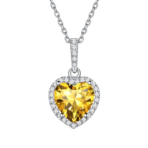 [ChicSilver]ネックレスレディースハートシルバー925ジルコニア誕生石11月トパーズクリスマスアクセサリー