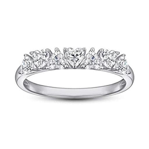 [Jeulia]リングレディースシルバー925婚約指輪結婚式CZダイヤモンドジルコニアハーフエタニティリングピンキーリング(Diamond13) 6,369円
